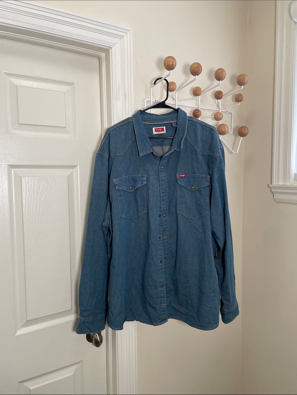 Wrangler - Classic Western Style Chambray Button Down - Blue - 2XL